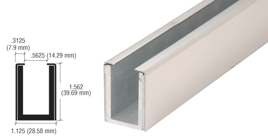 C.R. Laurence CRL Brushed Stainless Wet Glaze 1-1/2&quot; Deep &quot;U&quot; Channel Custom Length | WU1BSCL