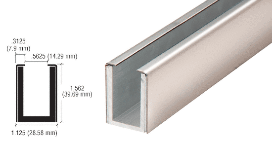 C.R. Laurence CRL Polished Stainless Wet Glaze 1-1/2&quot; Deep &quot;U&quot; Channel Custom Length | WU1PSCL