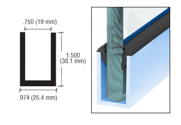 C.R. Laurence CRL Custom Color Wet Glaze 1-1/2&quot; Deep &quot;U&quot; Channel Custom Length | WU1PTCL
