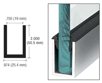 C.R. Laurence CRL Brite Brushed Anodized Wet Glaze 2&quot; Deep &quot;U&quot; Channel Custom Length | WU2BBACL