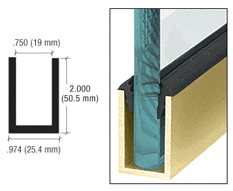 C.R. Laurence CRL Brite Gold Anodized Wet Glaze 2&quot; Deep &quot;U&quot; Channel Custom Length | WU2BGACL