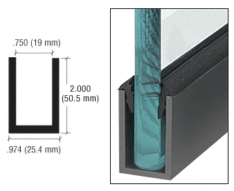 C.R. Laurence CRL Black Anodized Wet Glaze 2&quot; Deep &quot;U&quot; Channel Custom Length | WU2BLCL