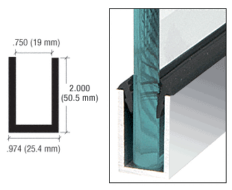 C.R. Laurence CRL Brushed Stainless Wet Glaze 2&quot; Deep &quot;U&quot; Channel Custom Length | WU2BSCL