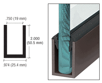 C.R. Laurence CRL Dark Bronze Anodized Wet Glaze 2&quot; Deep &quot;U&quot; Channel 240&quot; Stock Length | WU2DU240