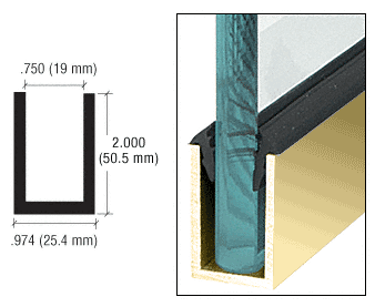 C.R. Laurence CRL Polished Brass Wet Glaze 2&quot; Deep &quot;U&quot; Channel Custom Length | WU2PBCL