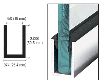 C.R. Laurence CRL Polished Stainless Wet Glaze 2&quot; Deep &quot;U&quot; Channel Custom Length | WU2PSCL
