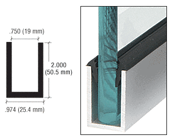 C.R. Laurence CRL Satin Anodized Wet Glaze 2&quot; Deep &quot;U&quot; Channel Custom Length | WU2SASL