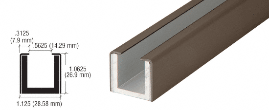 C.R. Laurence CRL Oil Rubbed Bronze Wet Glaze 1&quot; Deep &quot;U&quot; Channel Custom Length | WU30RBCL
