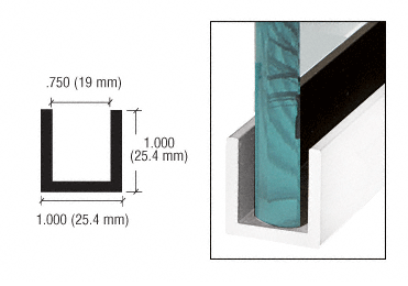 C.R. Laurence CRL Brite Brushed Anodized Wet Glaze 1&quot; Deep &quot;U&quot; Channel Custom Length | WU3BBACL