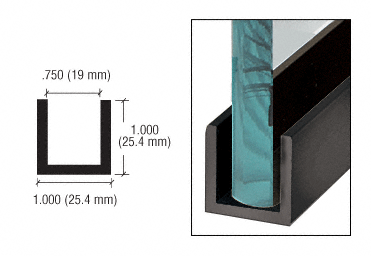 C.R. Laurence CRL Black Wet Glaze 1&quot; Deep &quot;U&quot; Channel Custom Length | WU3BLCL