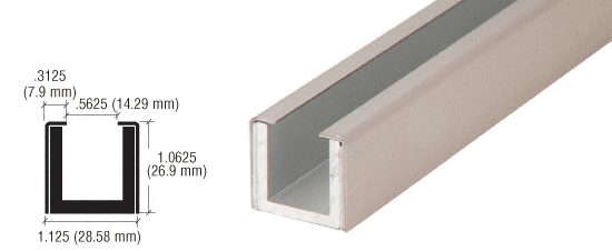 C.R. Laurence CRL Brushed Stainless Wet Glaze 1&quot; Deep &quot;U&quot; Channel Custom Length | WU3BSCL