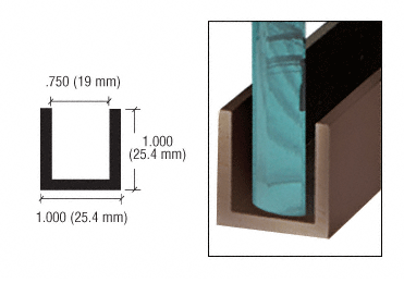 C.R. Laurence CRL Duranodic Bronze Anodized Wet Glaze 1&quot; Deep &quot;U&quot; Channel - 240&quot; Long | WU3DU240