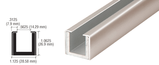 C.R. Laurence CRL Polished Stainless Wet Glaze 1&quot; Deep &quot;U&quot; Channel Custom Length | WU3PSCL