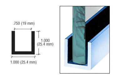 C.R. Laurence CRL Custom Color Wet Glaze 1&quot; Deep &quot;U&quot; Channel Custom Length | WU3PTCL