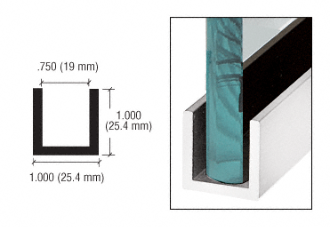 C.R. Laurence CRL Satin Anodized Wet Glaze 1&quot; Deep &quot;U&quot; Channel Custom Length | WU3SACL