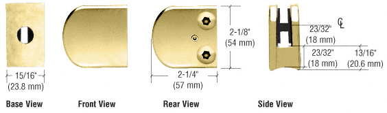 CRL Polished Brass Z-Series Zinc Large Round 1/4&quot; Glass Clamp  | Z106BR