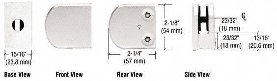 CRL White Z-Series Zinc Large Round 1/4&quot; Glass Clamp  | Z106W