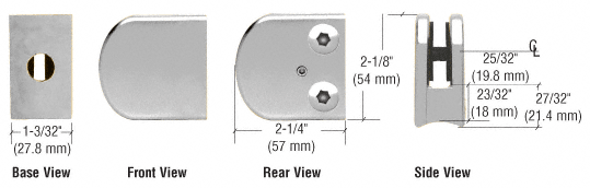 CRL Chrome Z-Series Zinc Large Round Clamp for 3/8&quot; Glass  | Z110CH