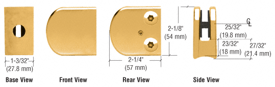 CRL Gold Plated Z-Series Zinc Large Round Clamp for 3/8&quot; Glass | Z110GP
