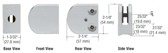 CRL Satin Chrome Z-Series Zinc Large Round Clamp for 3/8&quot; Glass  | Z110SC