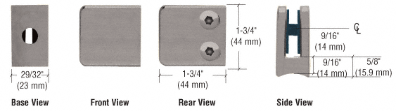 CRL Z-Series Brushed Nickel Zinc Small Square Glass Clamp for 1/4&quot; and 5/16&quot; Glass | Z130BN
