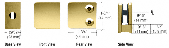 CRL Z-Series Polished Brass Zinc Small Square Glass Clamp for 1/4&quot; and 5/16&quot; Glass | Z130BR