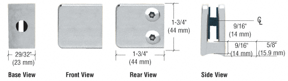 CRL Z-Series Satin Chrome Zinc Small Square Glass Clamp for 1/4&quot; and 5/16&quot; Glass | Z130SC