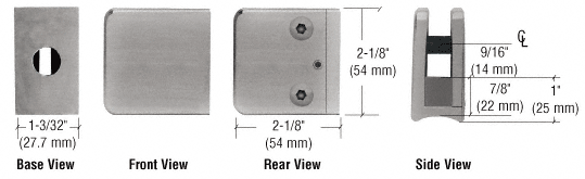 CRL Z-Series Brushed Nickel Large Square Clamp for 3/8&quot; Glass | Z135BN