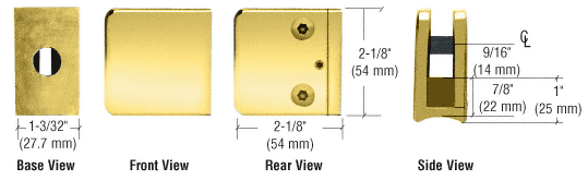 CRL Z-Series Polished Brass Large Square Clamp for 3/8&quot; Glass  | Z135BR