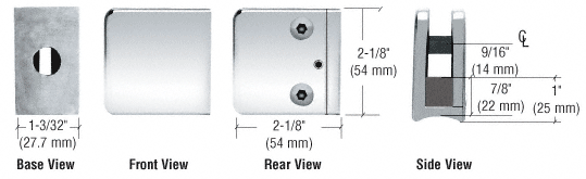 CRL Z-Series Chrome Large Square Clamp for 3/8&quot; Glass  | Z135CH