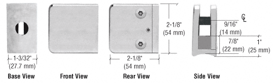 CRL Z-Series Satin Chrome Large Square Clamp for 3/8&quot; Glass  | Z135SC