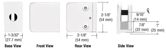 CRL Z-Series White Large Square Clamp for 3/8&quot; Glass  | Z135W