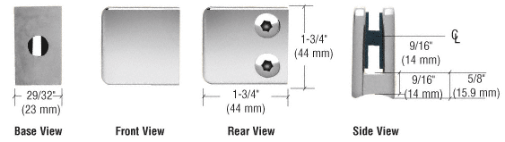 CRL Z-Series Polished Stainless Steel Small Square Type Radius Base Glass Clamp  | Z150PS