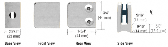 CRL Z-Series Satin Stainless Steel Small Square Type Radius Base Glass Clamp  | Z150SS