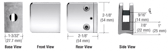CRL Z-Series Polished Stainless Steel Large Square Type Radius Base Glass Clamp | Z155PS