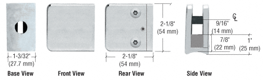 CRL Z-Series Satin Stainless Steel Large Square Type Radius Base Glass Clamp | Z155SS