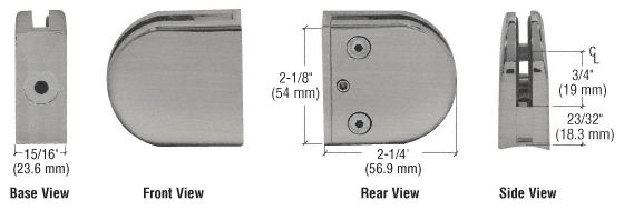 CRL Brushed Nickel Z-Series Round Type Radius Base Zinc Clamp for 1/4&quot; and 5/16&quot; Glass  | Z206BN