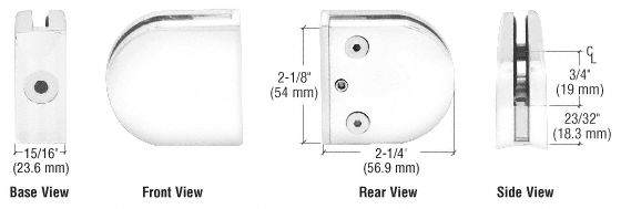 CRL White Z-Series Round Type Radius Base Zinc Clamp for 1/4&quot; and 5/16&quot; Glass  | Z206W