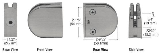 CRL Brushed Nickel Z-Series Round Type Radius Base Zinc Glass Clamp for 3/8&quot; Glass  | Z210BN