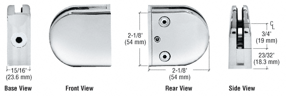 CRL Chrome Z-Series Round Type Flat Base Zinc Clamp for 1/4&quot; and 5/16&quot; Glass  | Z406CH