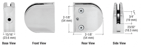 CRL Satin Chrome Z-Series Round Type Flat Base Zinc Clamp for 1/4&quot; and 5/16&quot; Glass  | Z406SC