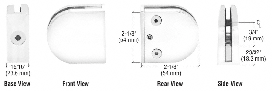 CRL White Z-Series Round Type Flat Base Zinc Clamp for 1/4&quot; and 5/16&quot; Glass  | Z406W