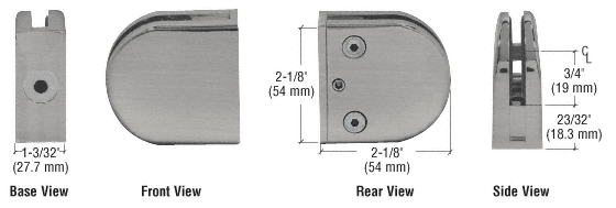 CRL Brushed Nickel Z-Series Round Type Flat Base Zinc Clamp for 3/8&quot; Glass | Z410BN