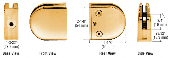 CRL Gold Plated Z-Series Round Type Flat Base Zinc Clamp for 3/8&quot; Glass  | Z410GP