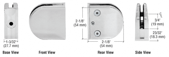 CRL Satin Chrome Z-Series Round Type Flat Base Zinc Clamp for 3/8&quot; Glass  | Z410SC