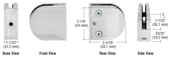 C.R. Laurence CRL Satin Chrome Z-Series Round Type Flat Base Zinc Clamp for 1/2&quot; Glass  | Z412SC