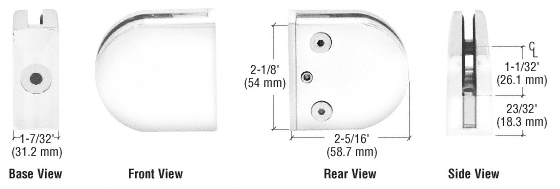 C.R. Laurence CRL White Z-Series Round Type Flat Base Zinc Clamp for 1/2&quot; Glass  | Z412W