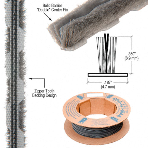 CRL Zipper Pile Weatherstrip 0.187&quot; Backing - 0.350&quot; Pile Height - 100&#39; Roll | Z78216C