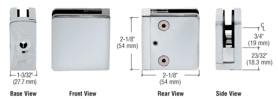 CRL Satin Chrome Z-Series Square Type Flat Base Zinc Clamp for 3/8&quot; Glass | Z810SC