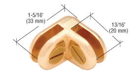 CRL Brass Finish Two-Way 90 Degree Display Connector for 1/8&quot;, 3/16&quot; and 7/32&quot; Glass | ZLC2BR